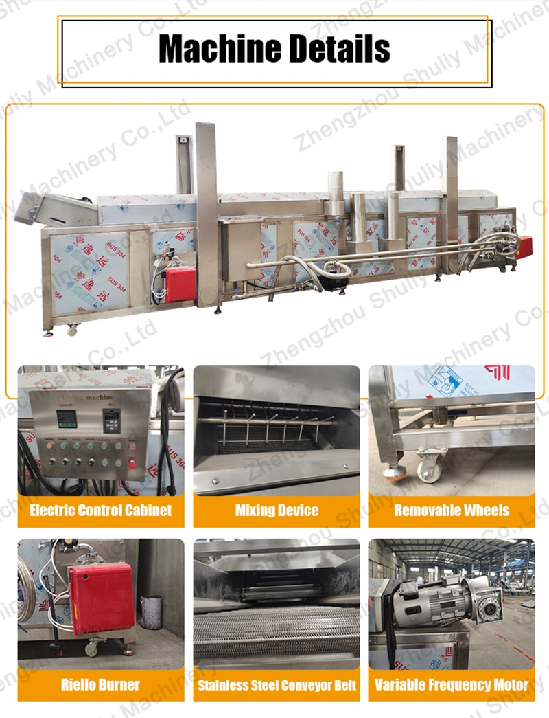 Full Automatic Peanut Tempura Flakes Sanck Food Frying Machine Potato Chips Deep Frying Machine for Sale