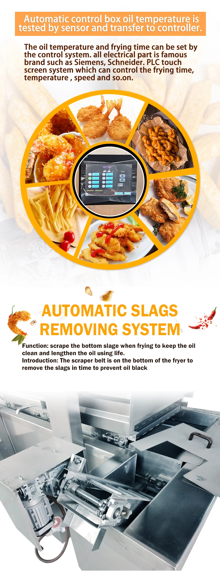 TCA Automatic Frying Machine Fried Pork Skin Potato Chips French Fries Continuous Oil Fryer Flour Dough Pieces